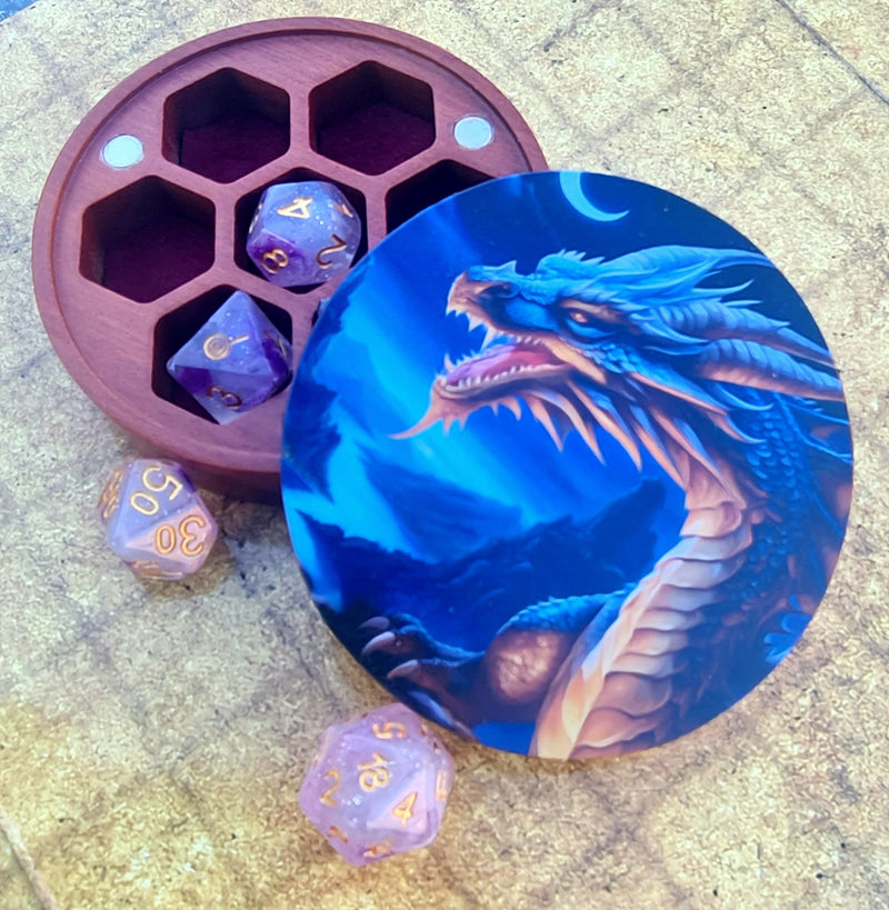 Hardwood Printed  Moonlight Dragon Dice Box