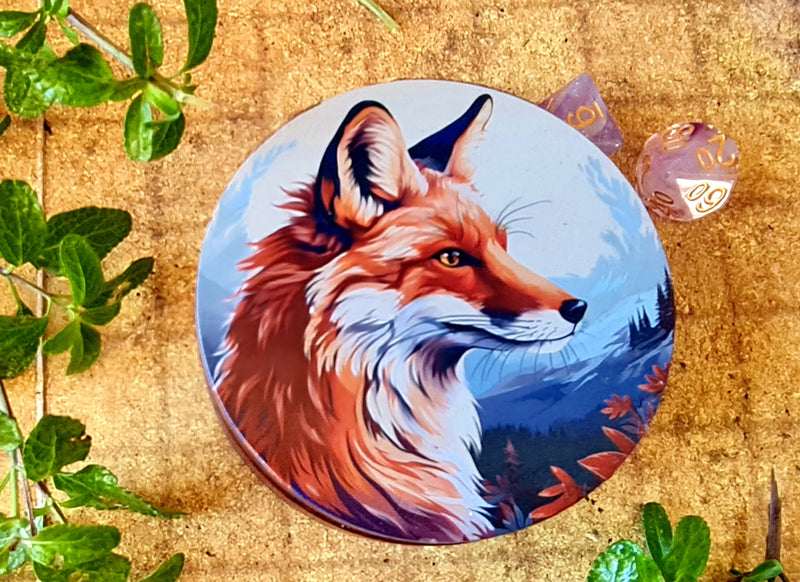 Hardwood Printed Fox Dice Box