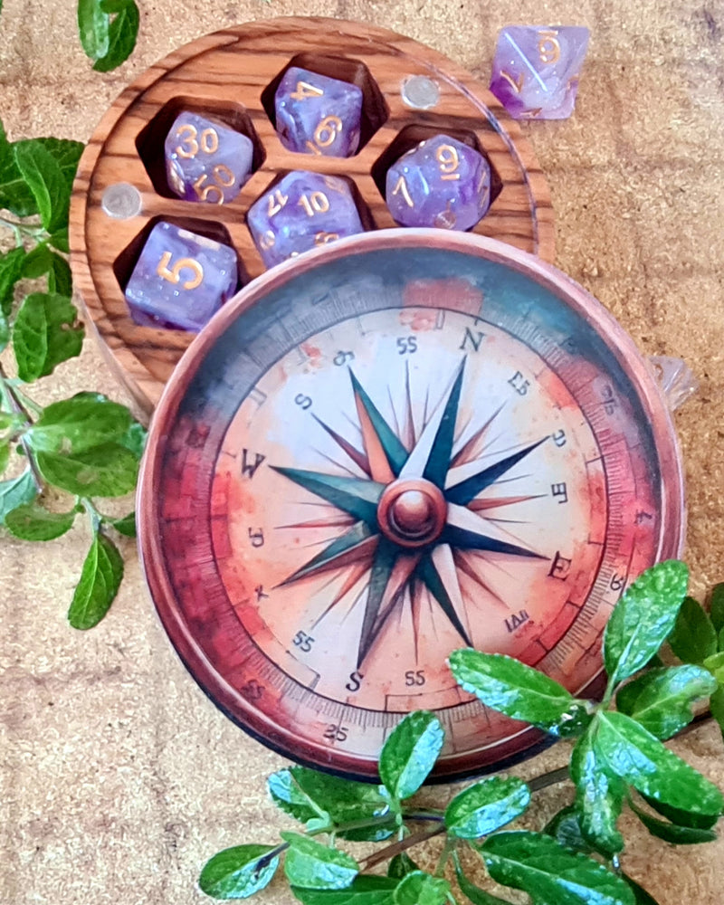 Hardwood Printed  Compass Die Box