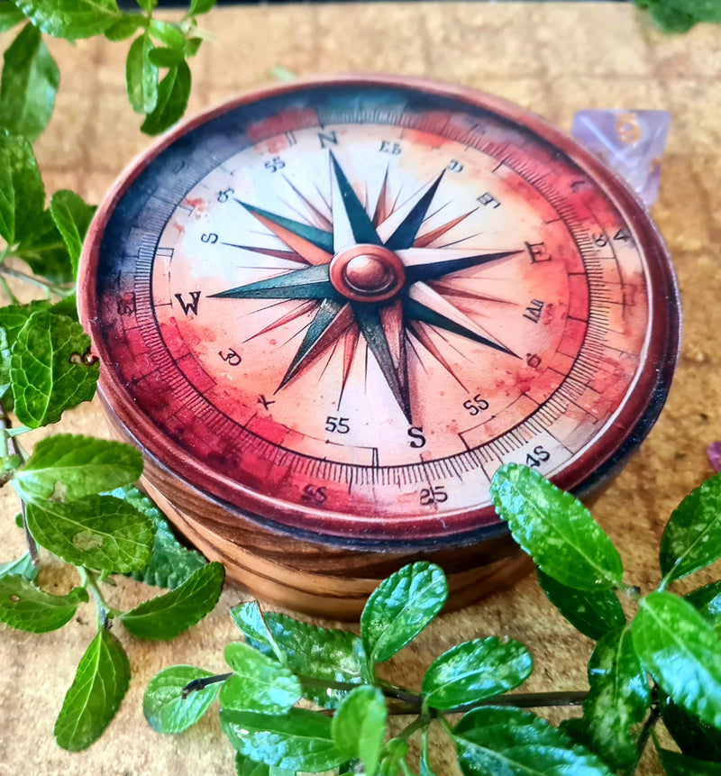Hardwood Printed  Compass Die Box