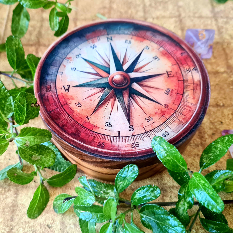 Hardwood Printed  Compass Die Box