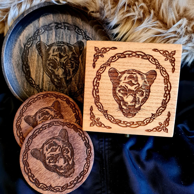 Panther small Trinket/Dice Bowl, Coaster and Box - CRITIT