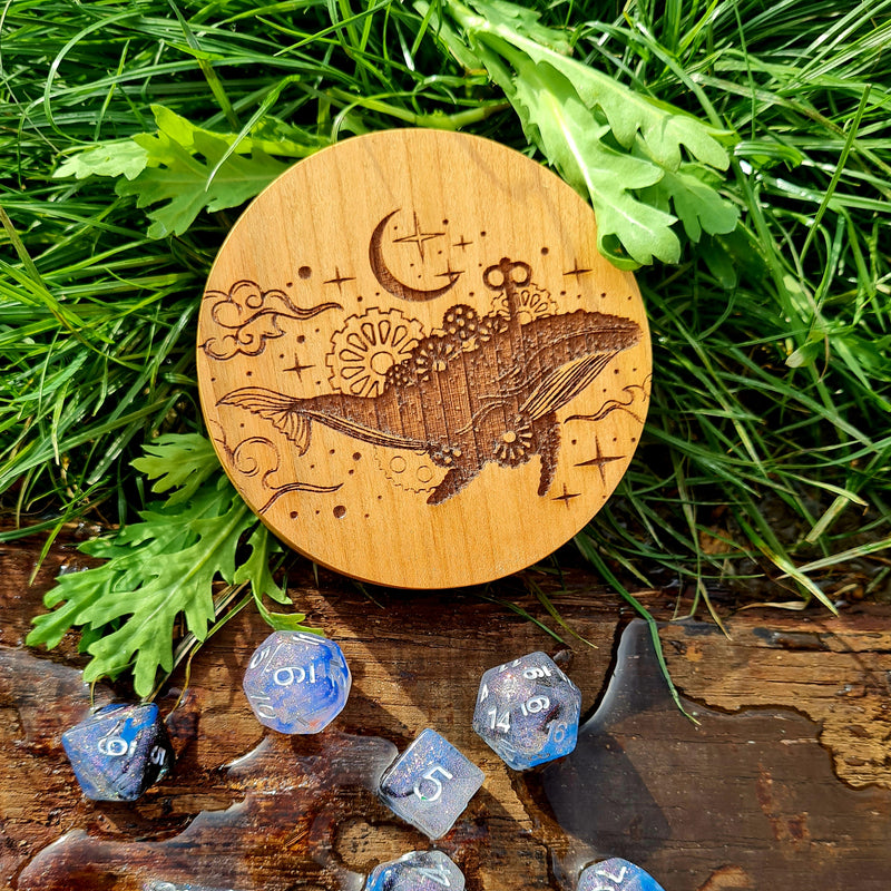 Celestial Whale Circular Hardwood Dice Box - CRITIT