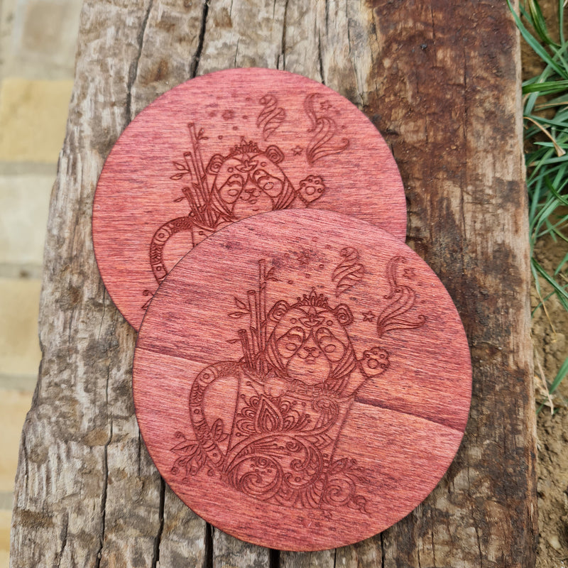 Set of 2 Panda Coffee Cup Coasters - CRITIT