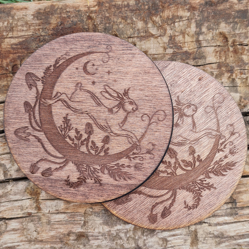 Moon Hare Set of 2 Coasters - CRITIT