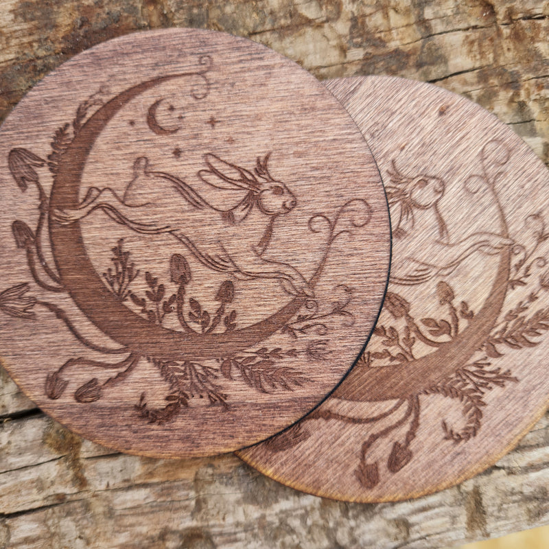 Moon Hare Set of 2 Coasters - CRITIT
