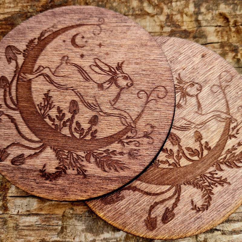 Moon Hare Set of 2 Coasters - CRITIT