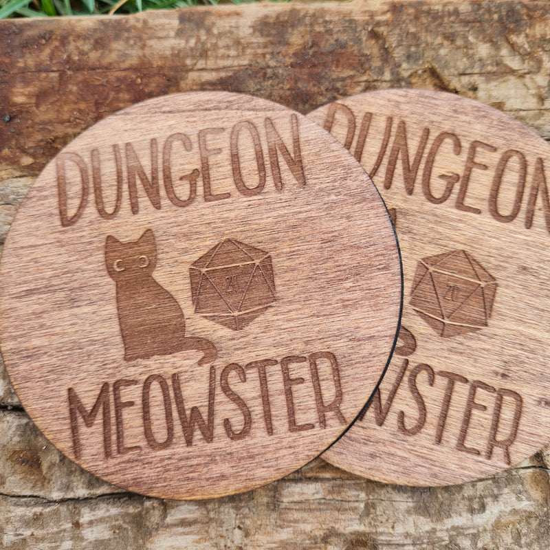 Dungeon Meowster Set of 2 Coasters - CRITIT