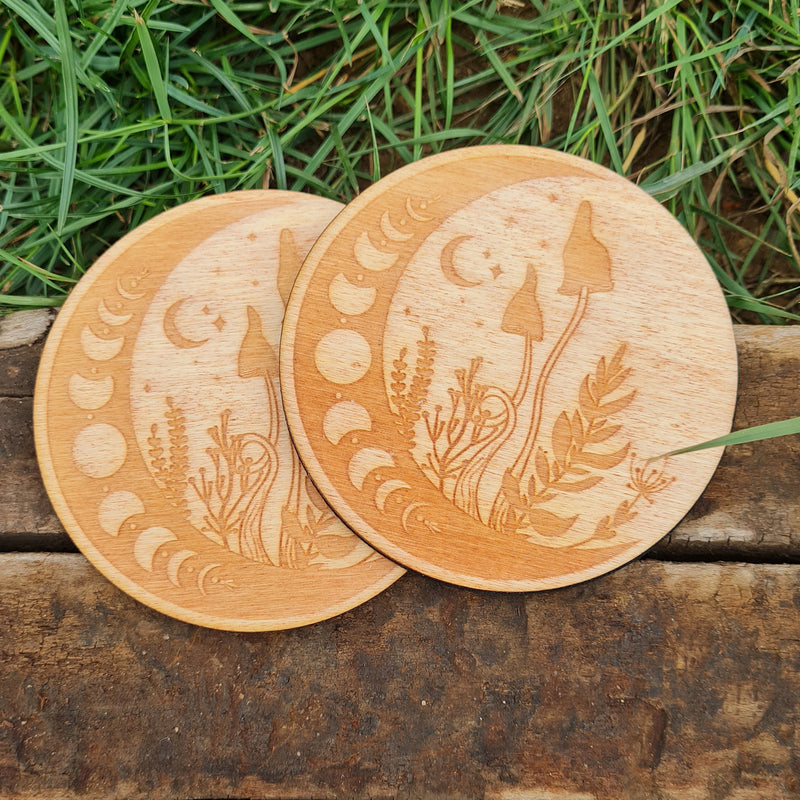 Moon Mushroom Set of 2 Coasters - CRITIT