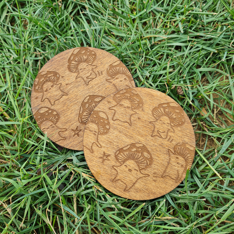 Dancing Mushrooms Set of 2 Coasters - CRITIT