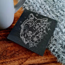 Mystic Flower Wolf Slate coaster - CRITIT