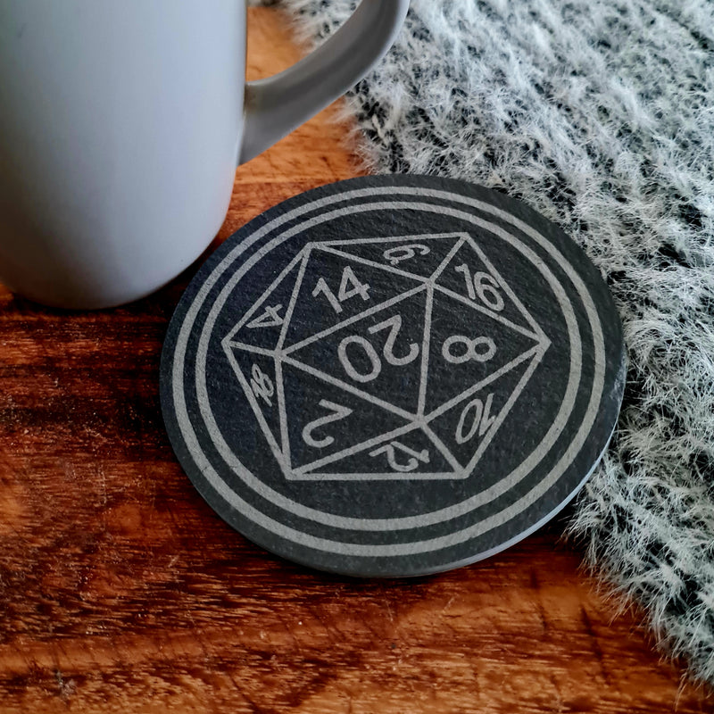 D20 Dice Slate coaster - CRITIT