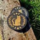 Black Cat Moon Black Set of 2 Coasters - CRITIT
