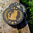 Black Cat Moon Black Set of 2 Coasters - CRITIT