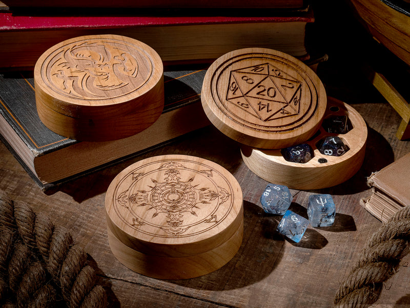 Hardwood Adventure Circular Dice Box - CRITIT