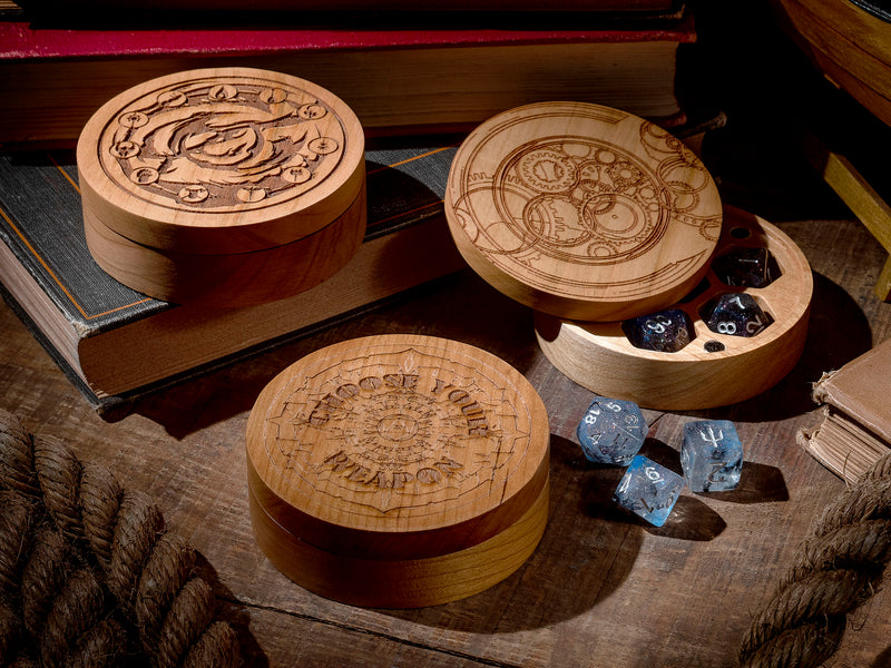 Hardwood Adventure Circular Dice Box - CRITIT