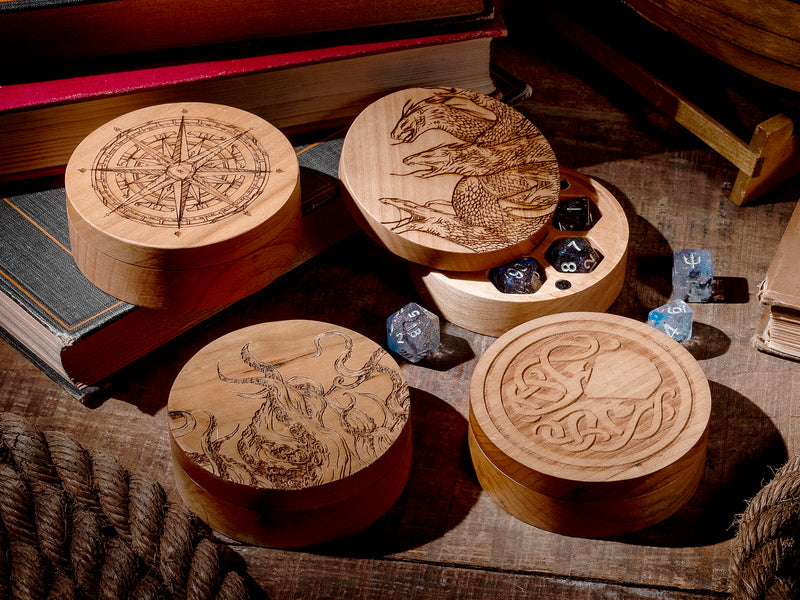 Hardwood Adventure Circular Dice Box - CRITIT