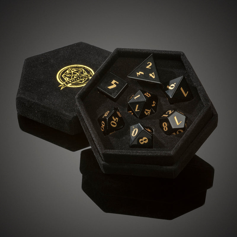 Black Obsidian Gemstone Dice - CRITIT