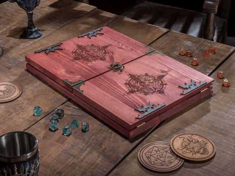 Viking Wooden Dungeon Master Screen - Now includes FREE built in tracker & tokens - CRITIT