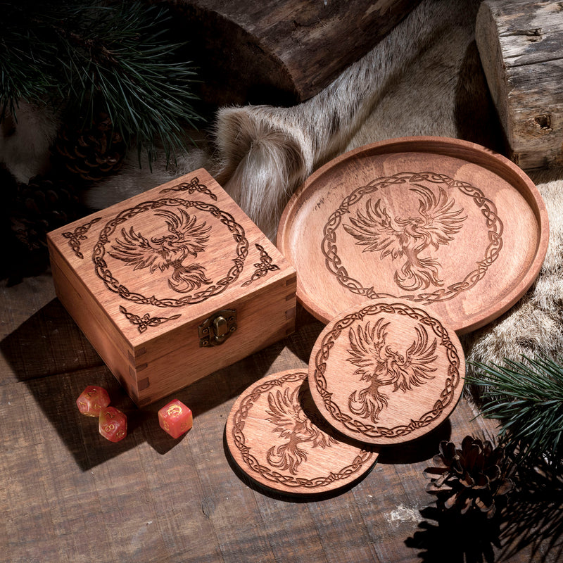 Phoenix small Trinket/Dice Bowl, Coaster and Box - CRITIT