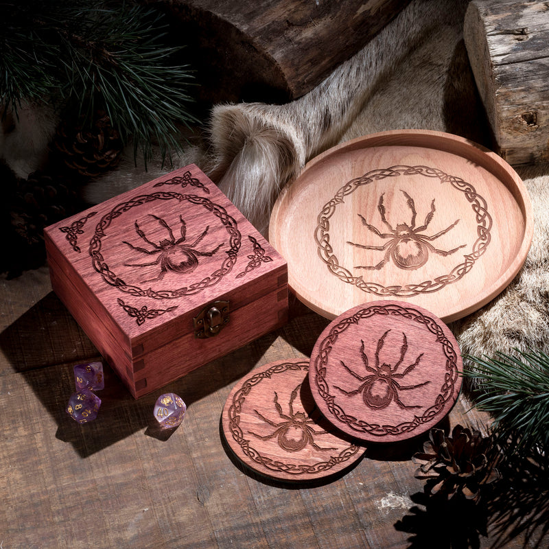 Spider small Trinket/Dice Bowl, Coaster and Box - CRITIT