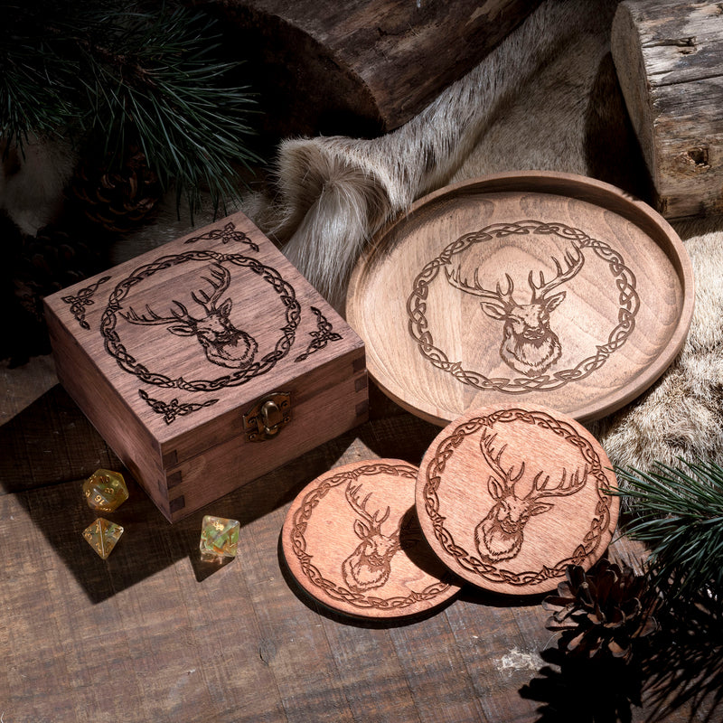 Stag small Trinket/Dice Bowl, Coaster and Box - CRITIT