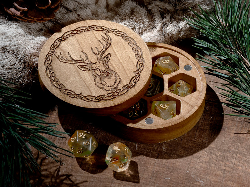 Hardwood Animal Circular Dice Box - CRITIT