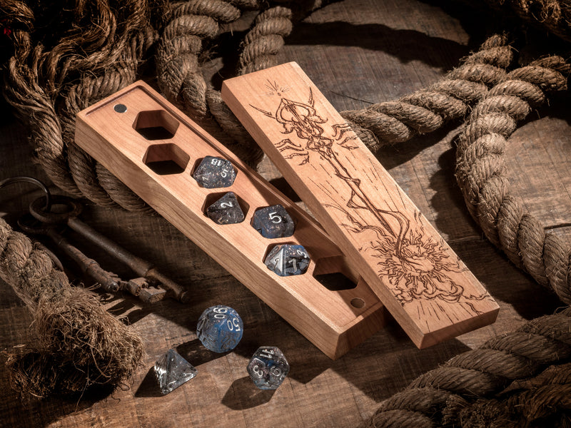 Hardwood Rectangular Character Class Dice Box - CRITIT