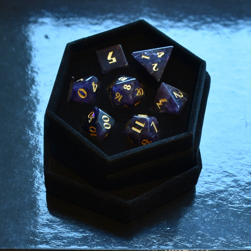 Amethyst Gemstone Dice - CRITIT