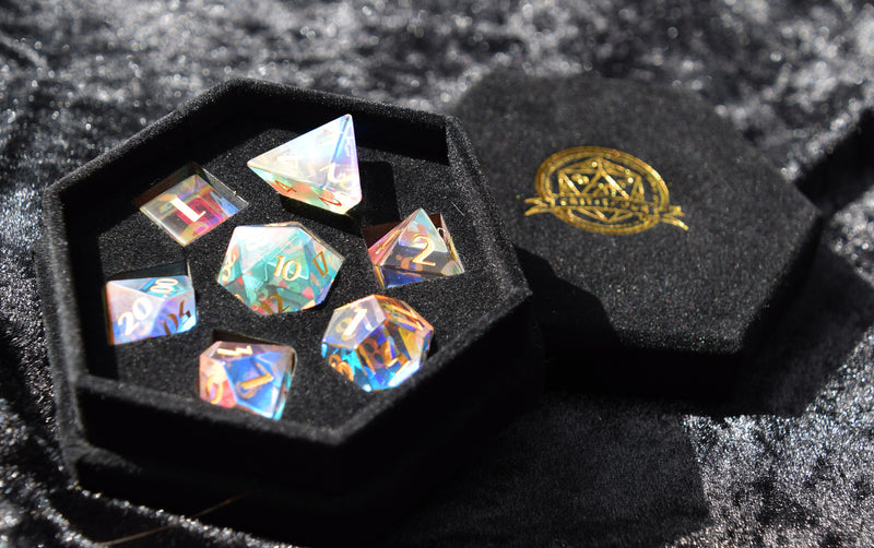 Rainbow Crystal Dice  - free faux leather gift box upgrade! - CRITIT