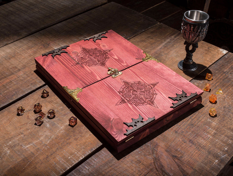 Viking Wooden Dungeon Master Screen - Now includes FREE built in tracker & tokens - CRITIT
