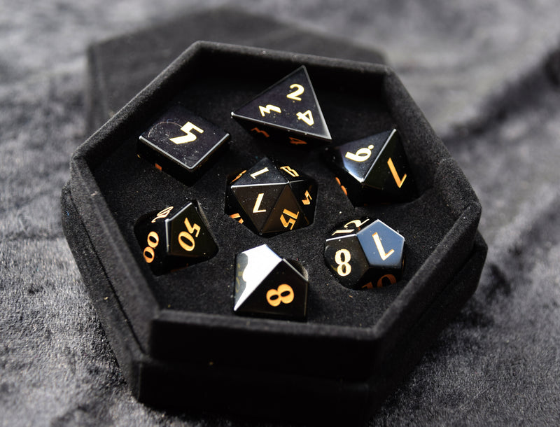 Black Obsidian Gemstone Dice - CRITIT