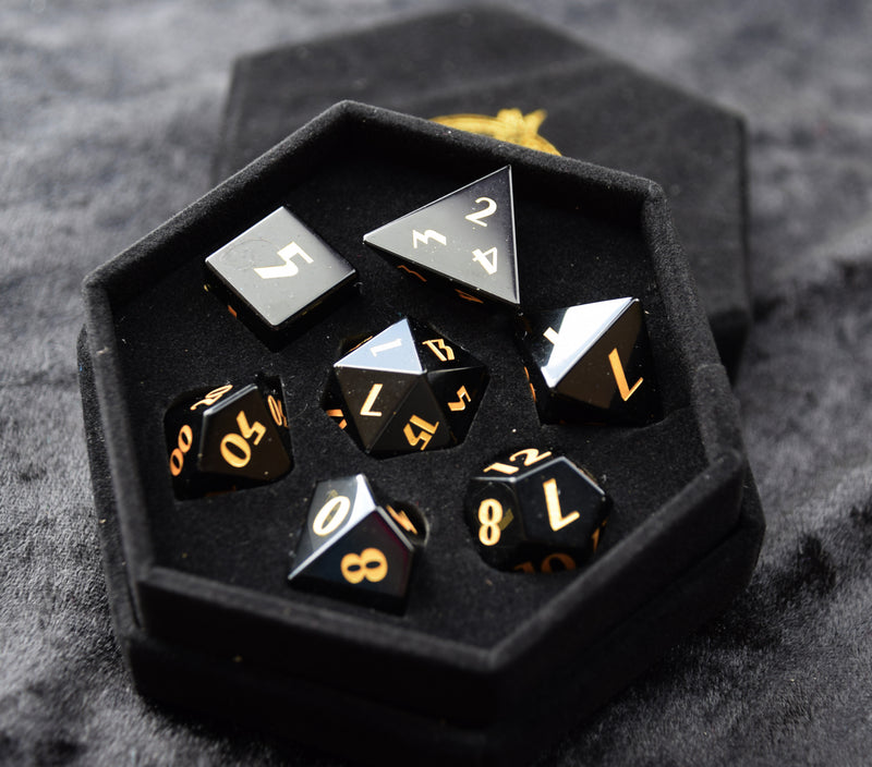 Black Obsidian Gemstone Dice - CRITIT
