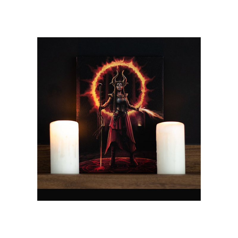 19x25cm Fire Element Sorceress Canvas Plaque by Anne Stokes